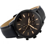 Buy Shop Fossil Goodwin Chronograph Black Dial Black Leather Strap Watch for Men - FS5585 USA Online
