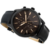 Buy Shop Fossil Goodwin Chronograph Black Dial Black Leather Strap Watch for Men - FS5585 USA Online