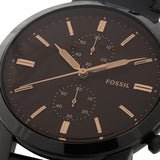 Buy Shop Fossil Goodwin Chronograph Black Dial Black Leather Strap Watch for Men - FS5585 USA Online