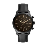 Buy Shop Fossil Goodwin Chronograph Black Dial Black Leather Strap Watch for Men - FS5585 USA Online