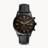 Buy Shop Fossil Goodwin Chronograph Black Dial Black Leather Strap Watch for Men - FS5585 USA Online