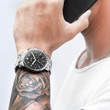 Buy Shop Fossil Goodwin Chronograph Black Dial Silver Steel Strap Watch for Men - FS5412 USA Online