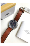 Buy Shop Fossil Goodwin Chronograph Blue Dial Brown Leather Strap Watch for Men - FS5414 USA Online