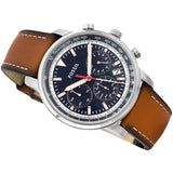 Buy Shop Fossil Goodwin Chronograph Blue Dial Brown Leather Strap Watch for Men - FS5414 USA Online