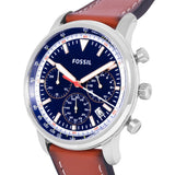 Buy Shop Fossil Goodwin Chronograph Blue Dial Brown Leather Strap Watch for Men - FS5414 USA Online