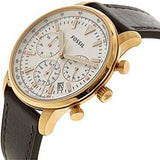 Buy Shop Fossil Goodwin Chronograph White Dial Brown Leather Strap Watch for Men - FS5415 USA Online