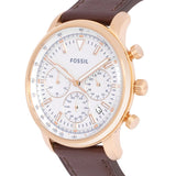 Buy Shop Fossil Goodwin Chronograph White Dial Brown Leather Strap Watch for Men - FS5415 USA Online