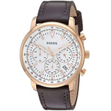Buy Shop Fossil Goodwin Chronograph White Dial Brown Leather Strap Watch for Men - FS5415 USA Online