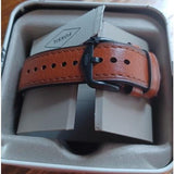 Buy Shop Fossil Goodwin Luggage Chronograph Black Dial Brown Leather Strap Watch for Men - FS5501 USA Online