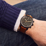 Buy Shop Fossil Goodwin Luggage Chronograph Black Dial Brown Leather Strap Watch for Men - FS5501 USA Online