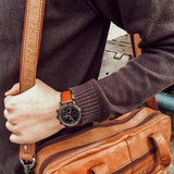 Buy Shop Fossil Goodwin Luggage Chronograph Black Dial Brown Leather Strap Watch for Men - FS5501 USA Online