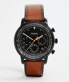 Buy Shop Fossil Goodwin Luggage Chronograph Black Dial Brown Leather Strap Watch for Men - FS5501 USA Online