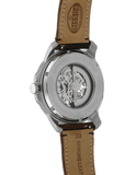 Buy Shop Fossil Grant Automatic Beige Skeleton Dial Brown Leather Strap Watch for Men - ME3099 USA Online
