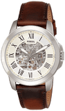Buy Shop Fossil Grant Automatic Beige Skeleton Dial Brown Leather Strap Watch for Men - ME3099 USA Online