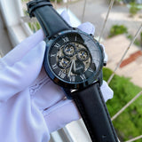 Buy Shop Fossil Grant Automatic Black Dial Black Leather Strap Watch for Men - ME3028 USA Online