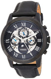 Buy Shop Fossil Grant Automatic Black Dial Black Leather Strap Watch for Men - ME3028 USA Online