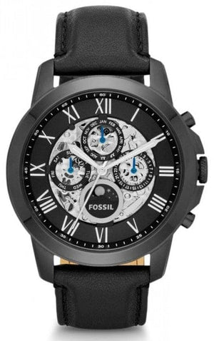 Buy Shop Fossil Grant Automatic Black Dial Black Leather Strap Watch for Men - ME3028 USA Online