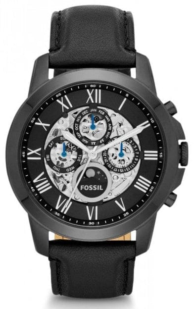 Buy Shop Fossil Grant Automatic Black Dial Black Leather Strap Watch for Men - ME3028 USA Online