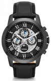 Buy Shop Fossil Grant Automatic Black Dial Black Leather Strap Watch for Men - ME3028 USA Online