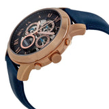Buy Shop Fossil Grant Automatic Blue Dial Blue Leather Strap Watch for Men - ME3029 USA Online