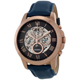 Buy Shop Fossil Grant Automatic Blue Dial Blue Leather Strap Watch for Men - ME3029 USA Online