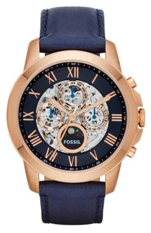 Buy Shop Fossil Grant Automatic Blue Dial Blue Leather Strap Watch for Men - ME3029 USA Online