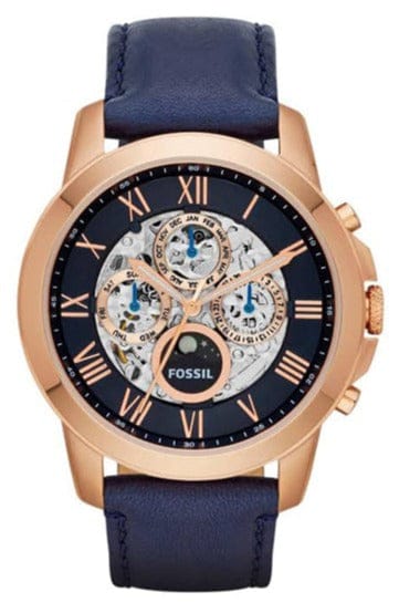 Buy Shop Fossil Grant Automatic Blue Dial Blue Leather Strap Watch for Men - ME3029 USA Online