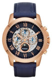 Buy Shop Fossil Grant Automatic Blue Dial Blue Leather Strap Watch for Men - ME3029 USA Online