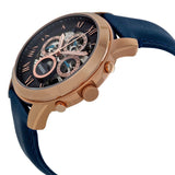Buy Shop Fossil Grant Automatic Blue Dial Blue Leather Strap Watch for Men - ME3029 USA Online