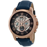 Buy Shop Fossil Grant Automatic Blue Dial Blue Leather Strap Watch for Men - ME3029 USA Online