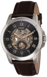 Buy Shop Fossil Grant Automatic Skeleton Black Dial Brown Leather Strap Watch for Men - ME3095 USA Online