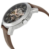 Buy Shop Fossil Grant Automatic Skeleton Black Dial Brown Leather Strap Watch for Men - ME3100 USA Online