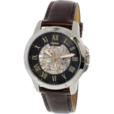 Buy Shop Fossil Grant Automatic Skeleton Black Dial Brown Leather Strap Watch for Men - ME3100 USA Online