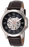 Buy Shop Fossil Grant Automatic Skeleton Black Dial Brown Leather Strap Watch for Men - ME3100 USA Online