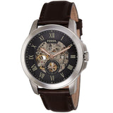 Buy Shop Fossil Grant Automatic Skeleton Black Dial Brown Leather Strap Watch for Men - ME3100 USA Online