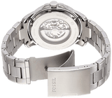 Buy Shop Fossil Grant Automatic Skeleton Black Dial Silver Steel Strap Watch for Men - ME3103 USA Online
