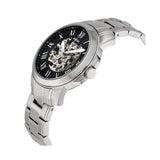 Buy Shop Fossil Grant Automatic Skeleton Black Dial Silver Steel Strap Watch for Men - ME3103 USA Online