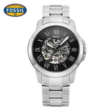 Buy Shop Fossil Grant Automatic Skeleton Black Dial Silver Steel Strap Watch for Men - ME3103 USA Online