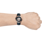 Fossil Grant Automatic Skeleton Blue Dial Blue Leather Strap Watch for Men - ME3102