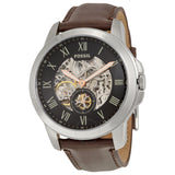 Buy Shop Fossil Grant Automatic Skeleton Black Dial Brown Leather Strap Watch for Men - ME3095 USA Online