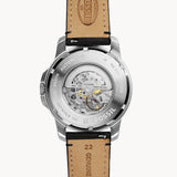Buy Shop Fossil Grant Automatic Skeleton White Dial Black Leather Strap Watch for Men - ME3101 USA Online