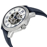 Buy Shop Fossil Grant Automatic Skeleton White Dial Black Leather Strap Watch for Men - ME3101 USA Online