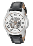 Buy Shop Fossil Grant Automatic Skeleton White Dial Black Leather Strap Watch for Men - ME3101 USA Online