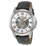 Buy Shop Fossil Grant Automatic Skeleton White Dial Black Leather Strap Watch for Men - ME3101 USA Online