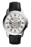 Buy Shop Fossil Grant Automatic Skeleton White Dial Black Leather Strap Watch for Men - ME3101 USA Online