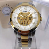 Buy Shop Fossil Grant Automatic Skeleton White Dial Two Tone Steel Strap Watch for Men - ME3112 USA Online