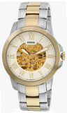 Buy Shop Fossil Grant Automatic Skeleton White Dial Two Tone Steel Strap Watch for Men - ME3112 USA Online
