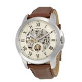 Buy Shop Fossil Grant Automatic White Dial Brown Leather Strap Watch for Men - ME3052 USA Online