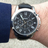 Buy Shop Fossil Grant Chronograph Black Dial Black Leather Strap Watch for Men - FS4812 USA Online