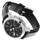 Buy Shop Fossil Grant Chronograph Black Dial Black Leather Strap Watch for Men - FS4812 USA Online